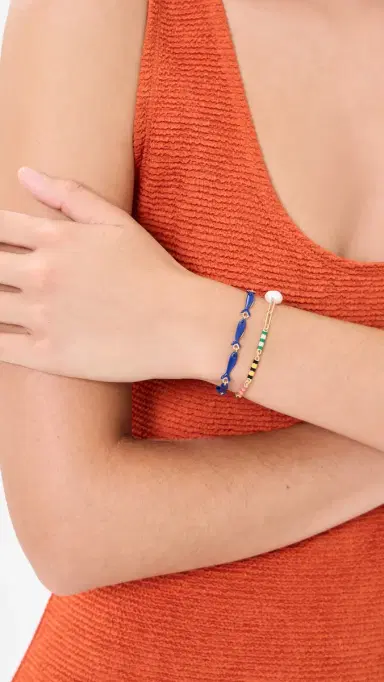 Clare V. Le Stripe Pearl Bracelet Multi One Size | Thumbnail 3