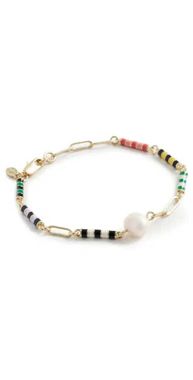 Clare V. Le Stripe Pearl Bracelet Multi One Size | Thumbnail 1