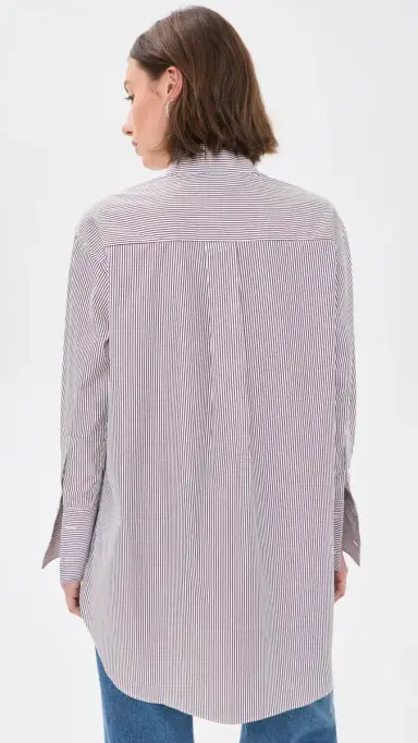 Comme Si Mandarin Collar Button Down Shirt orrento tripe | Thumbnail 3