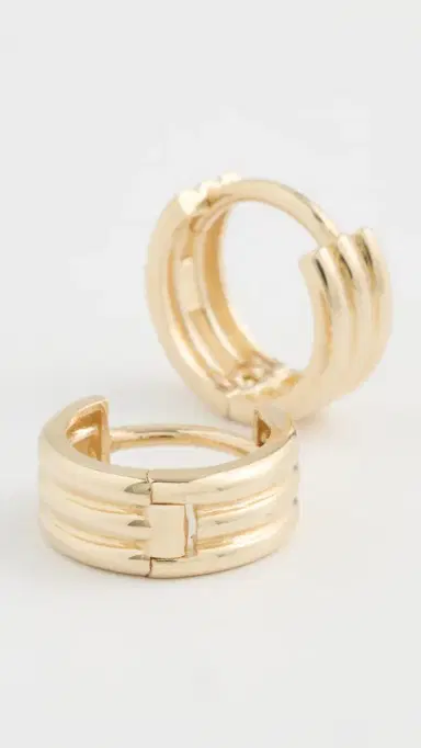 Ariel Gordon Jewelry Mini Triptych Hoop Earrings 14K Gold One Size | Thumbnail 2