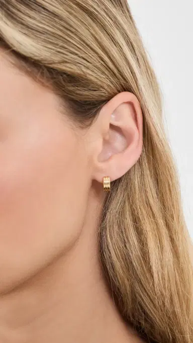 Ariel Gordon Jewelry Mini Triptych Hoop Earrings 14K Gold One Size | Thumbnail 3