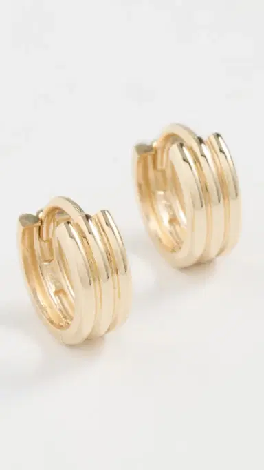Ariel Gordon Jewelry Mini Triptych Hoop Earrings 14K Gold One Size | Thumbnail 4