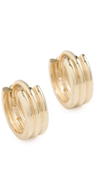 Ariel Gordon Jewelry Mini Triptych Hoop Earrings 14K Gold One Size | Thumbnail 1