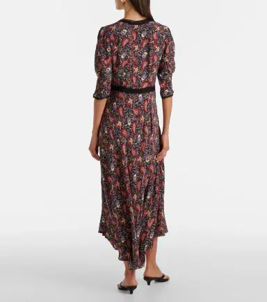 Rixo Amina floral crêpe de chine midi dress | Thumbnail 5