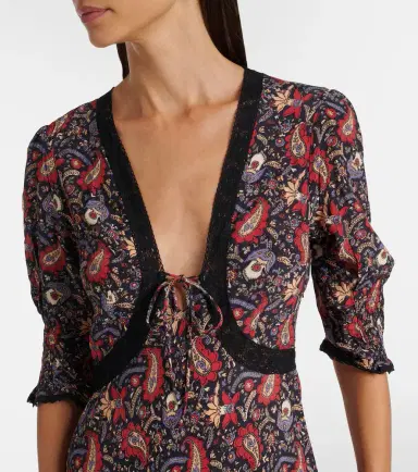Rixo Amina floral crêpe de chine midi dress | Thumbnail 6