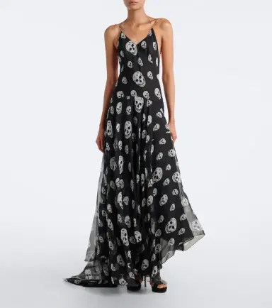 Alexander McQueen Skull silk chiffon maxi dress | Thumbnail 5 Alexander McQueen Skull silk chiffon maxi dress | Thumbnail 5