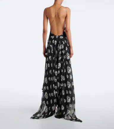 Alexander McQueen Skull silk chiffon maxi dress | Thumbnail 6 Alexander McQueen Skull silk chiffon maxi dress | Thumbnail 6