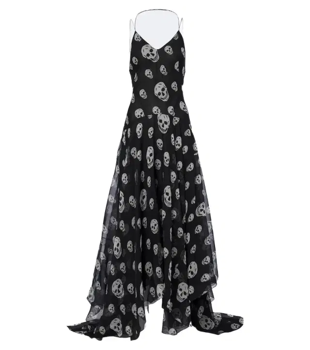 McQueen Skull silk chiffon maxi dress