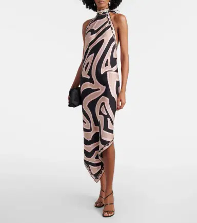 PUCCI Labirinto halterneck silk twill midi dress | Thumbnail 4 PUCCI Labirinto halterneck silk twill midi dress | Thumbnail 4