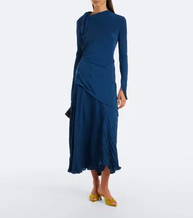 Victoria Beckham Asymmetric plissé midi dress | Thumbnail 2 Victoria Beckham Asymmetric plissé midi dress | Thumbnail 2