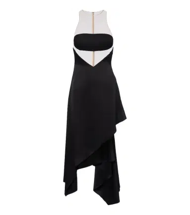 David Koma Asymmetric mesh-paneled midi dress | Thumbnail 1 David Koma Asymmetric mesh-paneled midi dress | Thumbnail 1