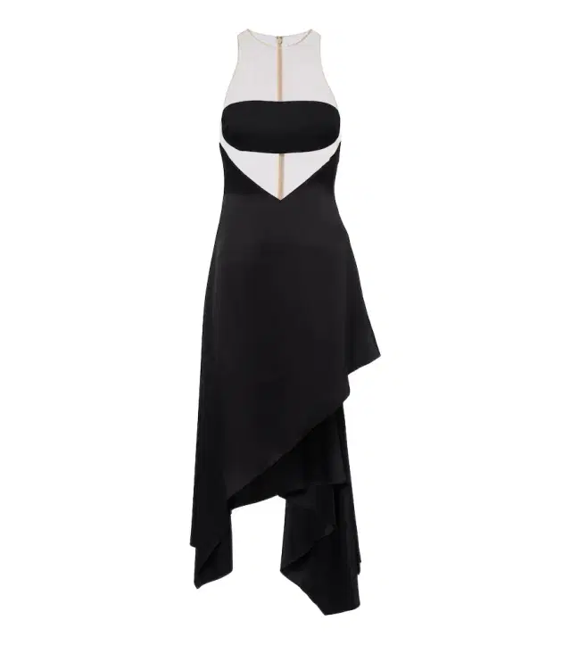 David Koma Asymmetric mesh-paneled midi dress