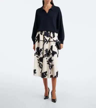 Erdem Floral fil coupé poplin midi skirt | Thumbnail 5 Erdem Floral fil coupé poplin midi skirt | Thumbnail 5