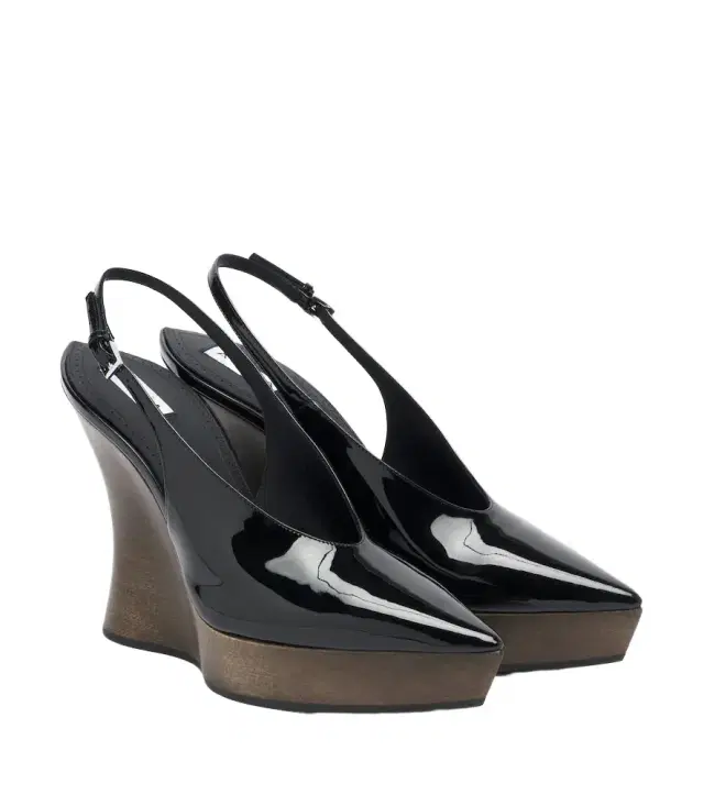 Alaia Alaïa Patent leather wedge slingback clogs