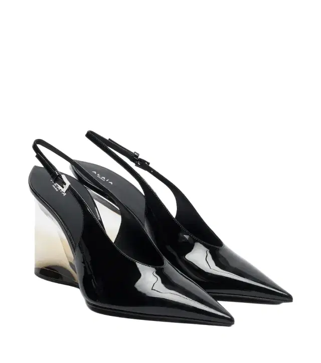 Alaia Alaïa Invisible patent leather wedge pumps