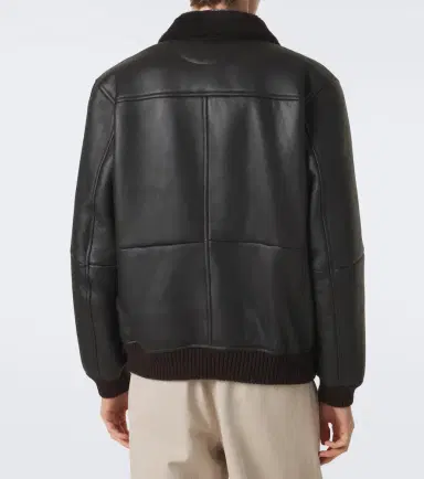 Kiton Shearling-trimmed leather bomber jacket | Thumbnail 5