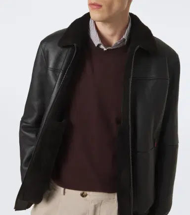Kiton Shearling-trimmed leather bomber jacket | Thumbnail 6