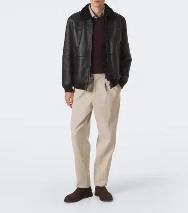 Kiton Shearling-trimmed leather bomber jacket | Thumbnail 7