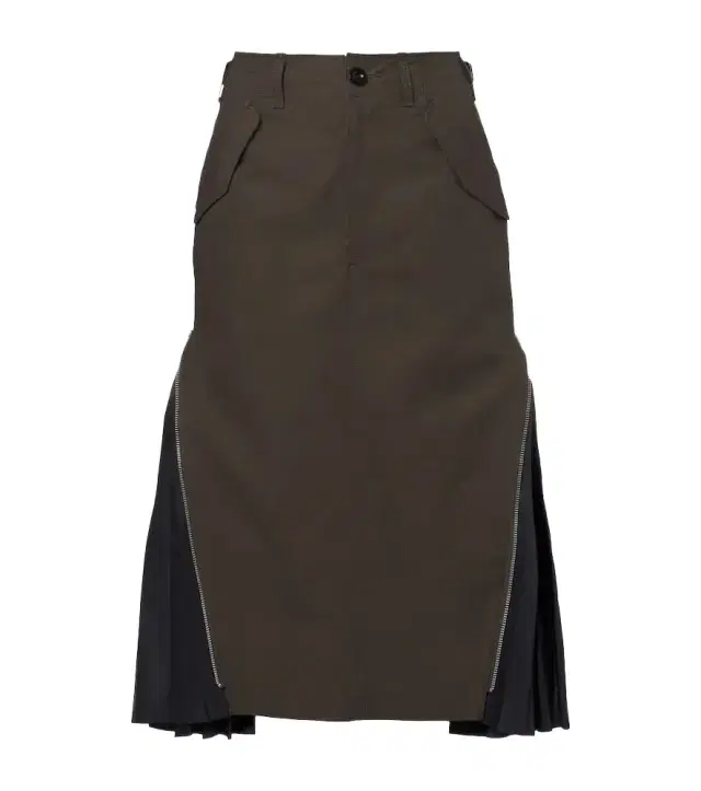 Sacai Pleated cotton midi skirt