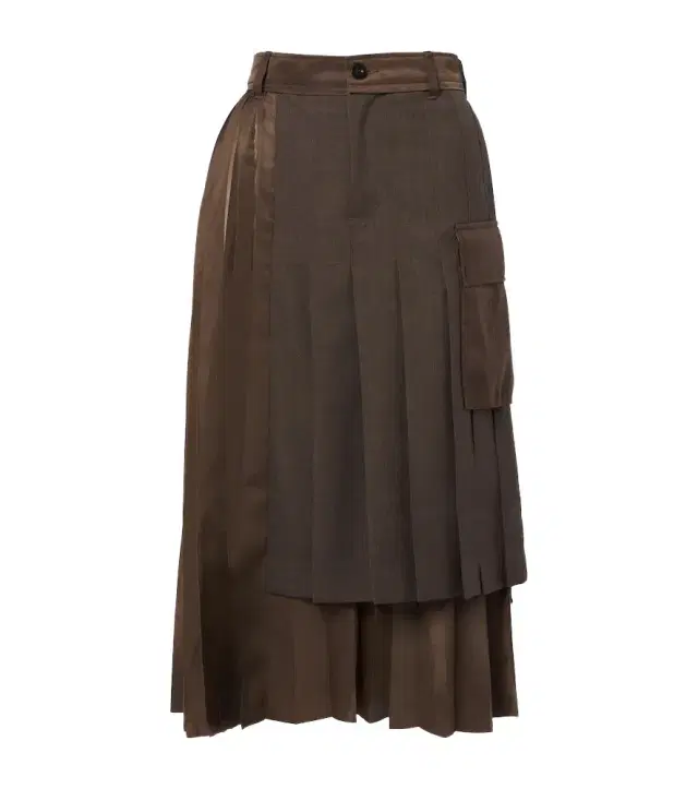 Sacai Layered pleated wool-trimmed midi skirt