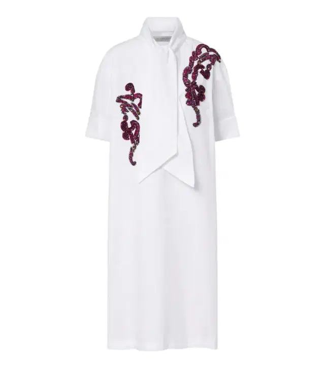 Dries Van Noten Embroidered cotton poplin midi dress