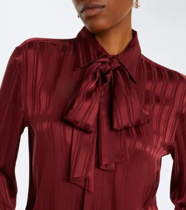 Saint Laurent Striped tie-neck silk jacquard blouse | Thumbnail 5