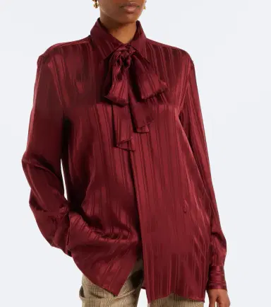 Saint Laurent Striped tie-neck silk jacquard blouse | Thumbnail 6