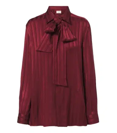 Saint Laurent Striped tie-neck silk jacquard blouse | Thumbnail 1
