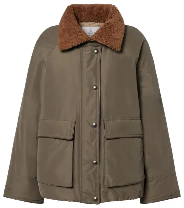 Brunello Cucinelli Shearling-trimmed cotton-blend jacket