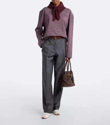 Miu Miu Striped cotton jersey Henley shirt | Thumbnail 5 Miu Miu Striped cotton jersey Henley shirt | Thumbnail 5