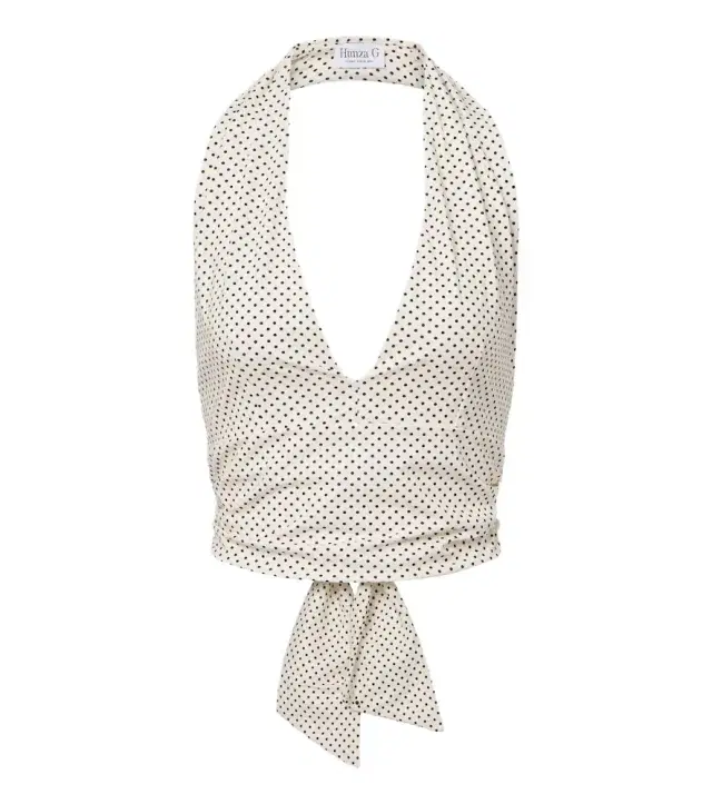 Hunza G Polka-dot halterneck crop top