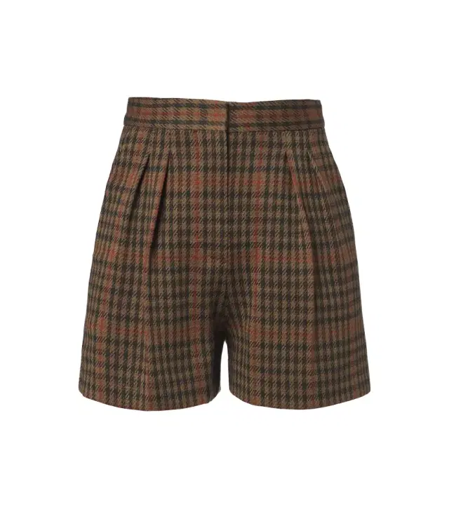 Max Mara Prince of Wales wool and cotton shorts