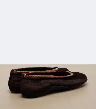 Dries Van Noten Leather-trimmed velvet ballet flats | Thumbnail 2 Dries Van Noten Leather-trimmed velvet ballet flats | Thumbnail 2