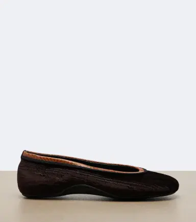 Dries Van Noten Leather-trimmed velvet ballet flats | Thumbnail 3 Dries Van Noten Leather-trimmed velvet ballet flats | Thumbnail 3