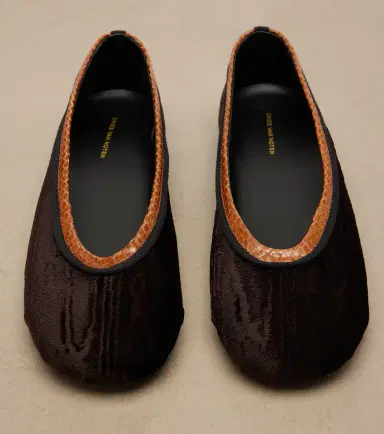 Dries Van Noten Leather-trimmed velvet ballet flats | Thumbnail 4 Dries Van Noten Leather-trimmed velvet ballet flats | Thumbnail 4