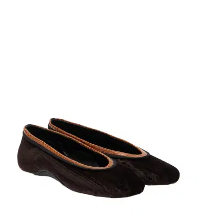 Dries Van Noten Leather-trimmed velvet ballet flats | Thumbnail 1 Dries Van Noten Leather-trimmed velvet ballet flats | Thumbnail 1