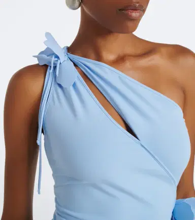 Coperni Floral-appliqué asymmetric jersey gown | Thumbnail 2