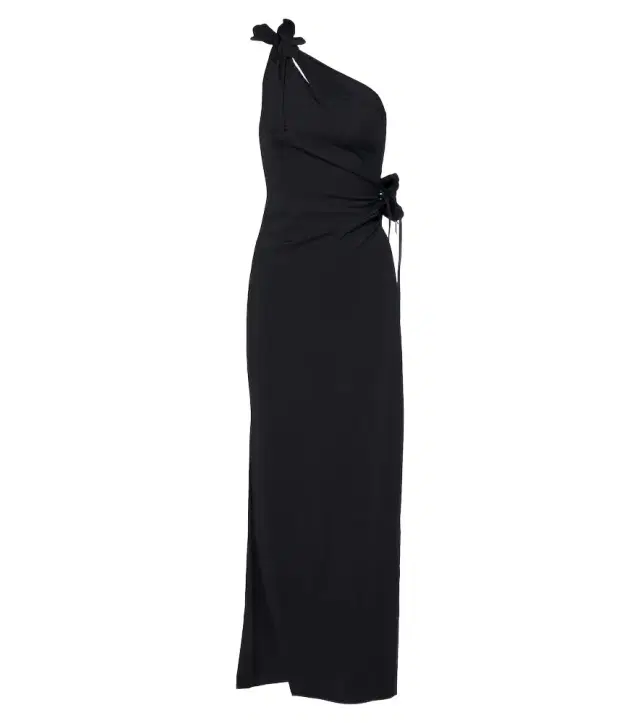 Coperni Floral-appliqué asymmetric cocktail dress