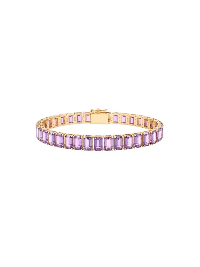 Wish Fine Jewelry 29.45ct Amethyst 18K Gold Tennis Bracelet