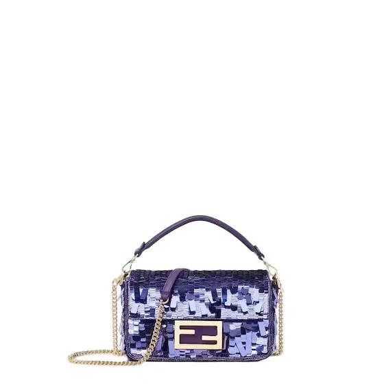 Fendi Iconic small Baguette® bag hand-embroidered with purple