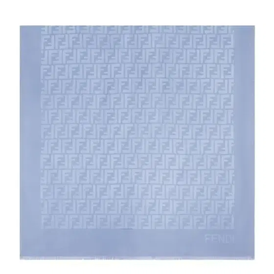 Fendi Large rectangular stole made of blue organic silk