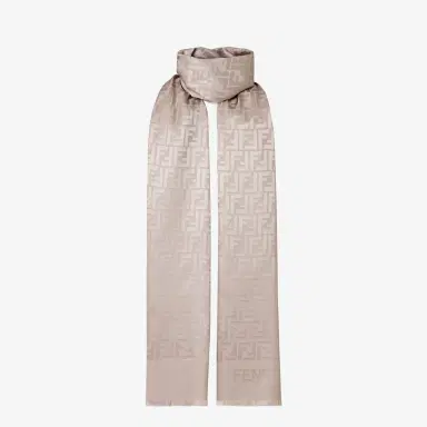 Fendi Large rectangular stole made of dove grey organic silk | Thumbnail 3 Fendi Large rectangular stole made of dove grey organic silk | Thumbnail 3