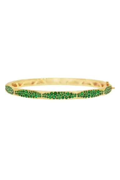 ARUNASHI Emerald Micro Pave Enigma Bangle Bracelet - Yellow Gold | Thumbnail 1