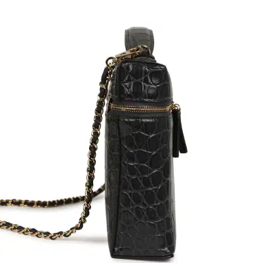 Chanel Chanel Large Top Handle Long Vanity Case Grey Croc Embossed Calfskin Gold Hardware | Thumbnail 3 Chanel Chanel Large Top Handle Long Vanity Case Grey Croc Embossed Calfskin Gold Hardware | Thumbnail 3