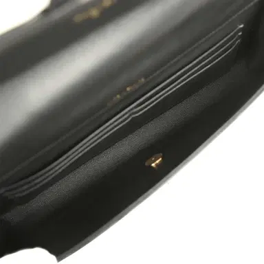 Chanel Chanel Long Top Handle Clutch with Chain Black Lizard Embossed Calfskin Gold Hardware | Thumbnail 8