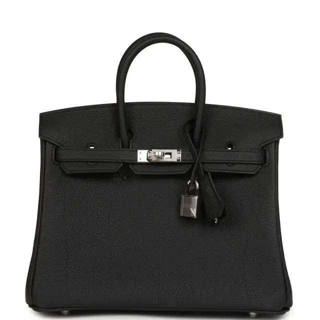 HERMÈS Hermes Birkin 25 Black Togo Palladium Hardware