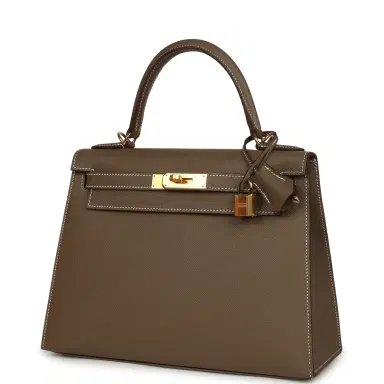 HERMÈS Hermes Kelly Sellier 28 Etoupe Epsom Gold Hardware | Thumbnail 5 HERMÈS Hermes Kelly Sellier 28 Etoupe Epsom Gold Hardware | Thumbnail 5