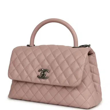 Chanel Pre-owned Chanel Medium Coco Handle Flap Bag Blush Caviar Aged Ruthenium Hardware | Thumbnail 5 Chanel Pre-owned Chanel Medium Coco Handle Flap Bag Blush Caviar Aged Ruthenium Hardware | Thumbnail 5