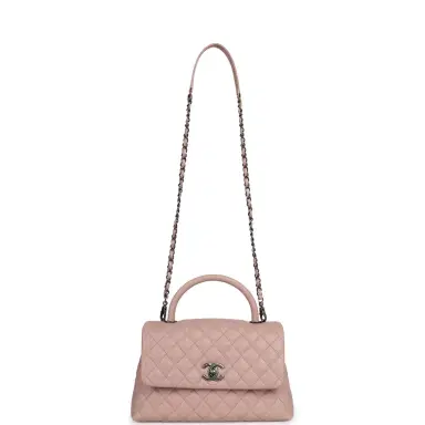 Chanel Pre-owned Chanel Medium Coco Handle Flap Bag Blush Caviar Aged Ruthenium Hardware | Thumbnail 7 Chanel Pre-owned Chanel Medium Coco Handle Flap Bag Blush Caviar Aged Ruthenium Hardware | Thumbnail 7
