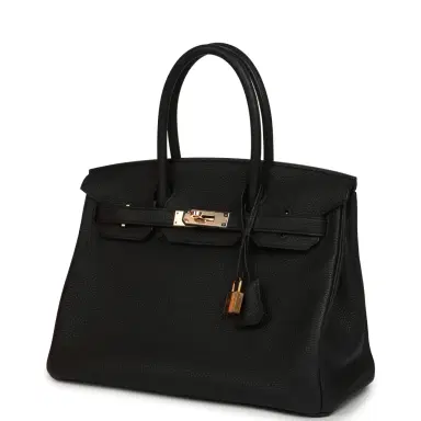 HERMÈS Pre-owned Hermes Birkin 30 Black Togo Rose Gold Hardware | Thumbnail 5